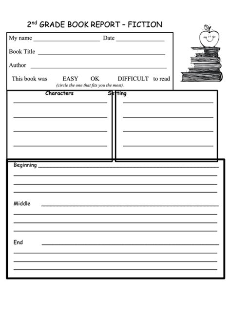 book report template 2nd grade free